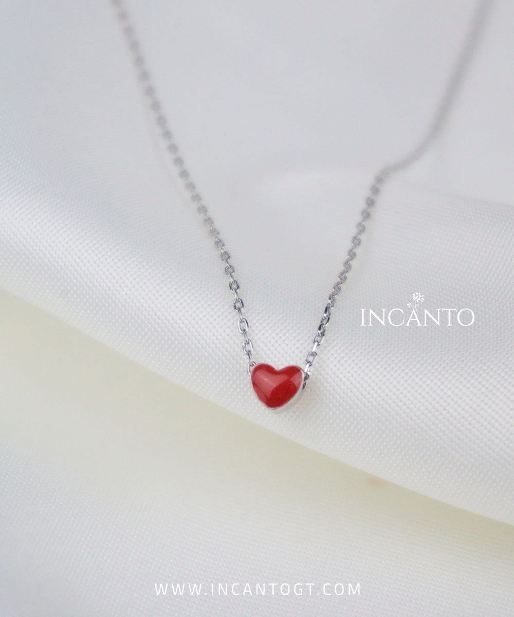 Collar De Corazón Mini Rojo SILVER