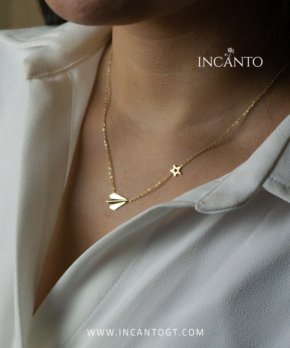 Collar De Avión y Estrella GOLD