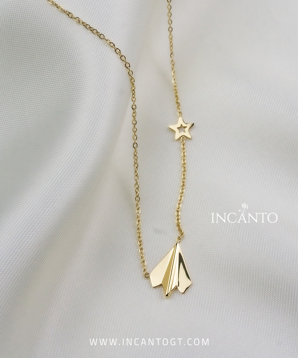 Collar De Avión y Estrella GOLD