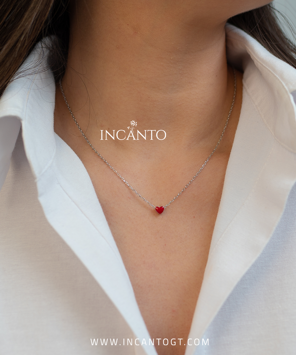 Collar De Corazón Mini Rojo SILVER