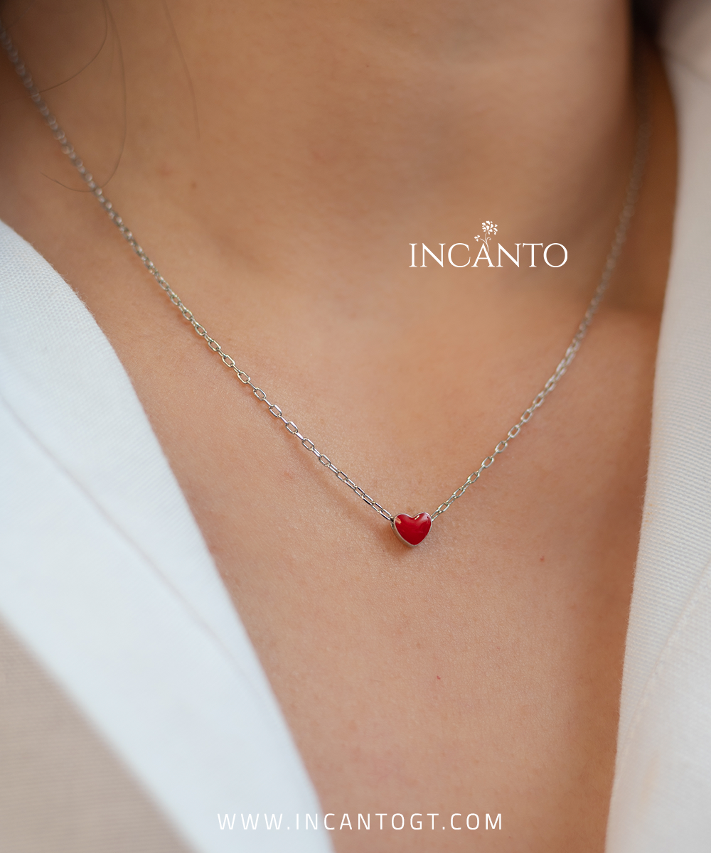 Collar De Corazón Mini Rojo SILVER