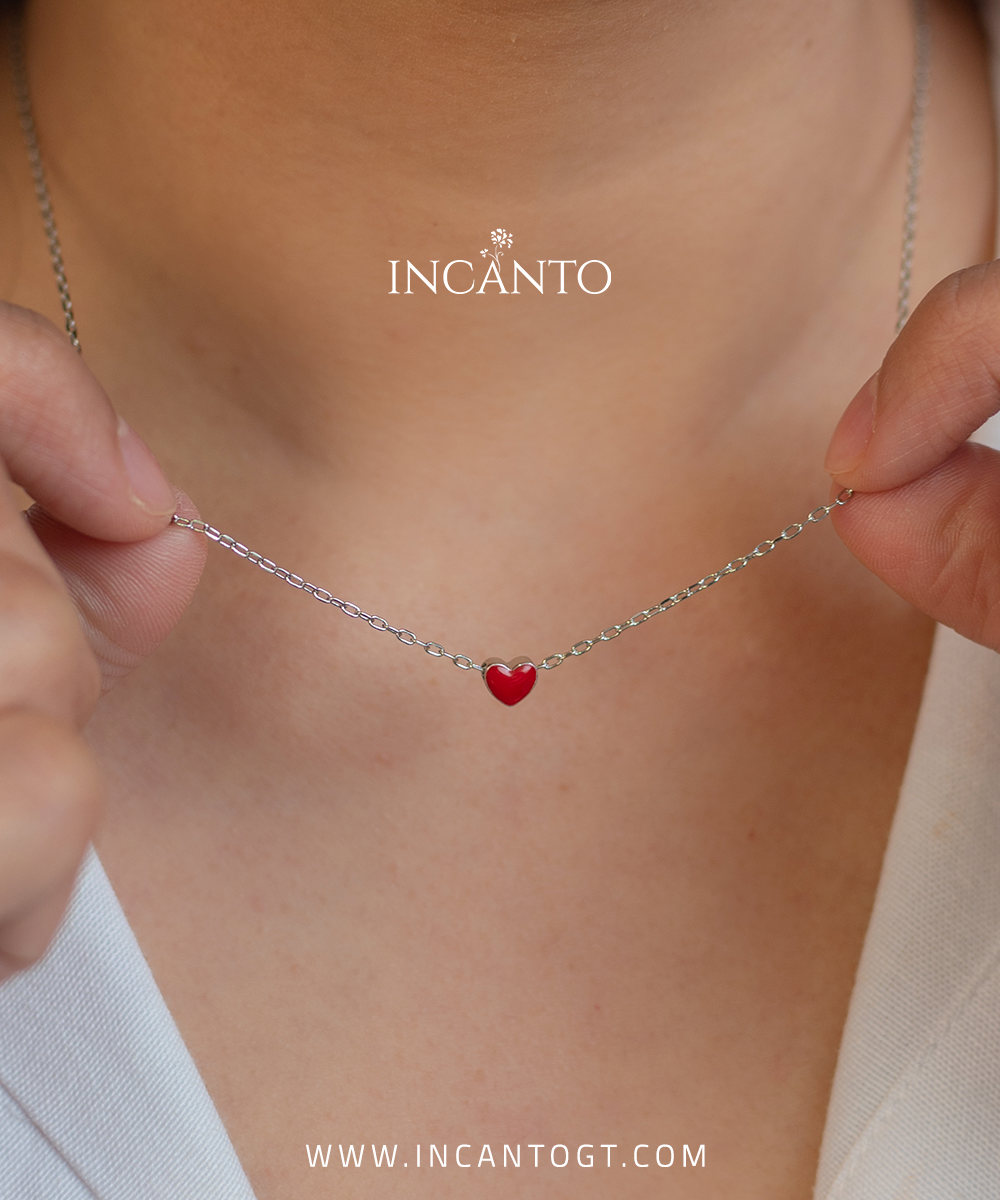 Collar De Corazón Mini Rojo SILVER