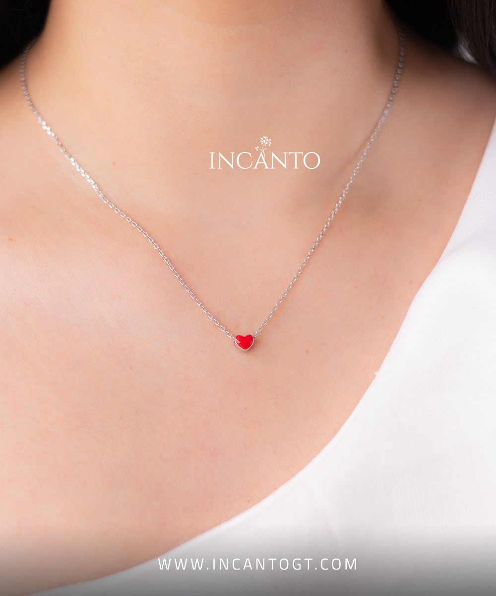 Collar De Corazón Mini Rojo SILVER