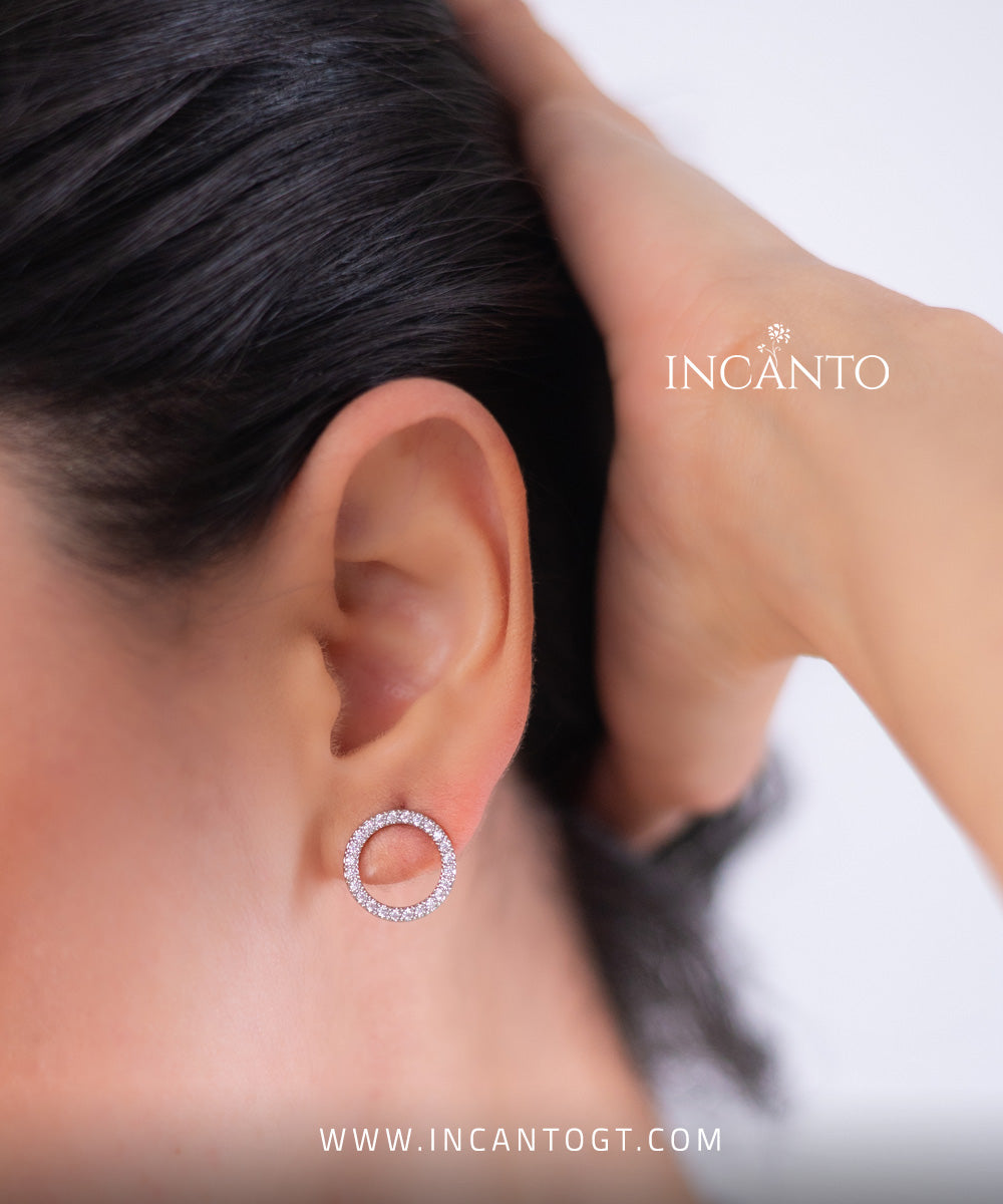 Set Circulos Con Diamantes SILVER