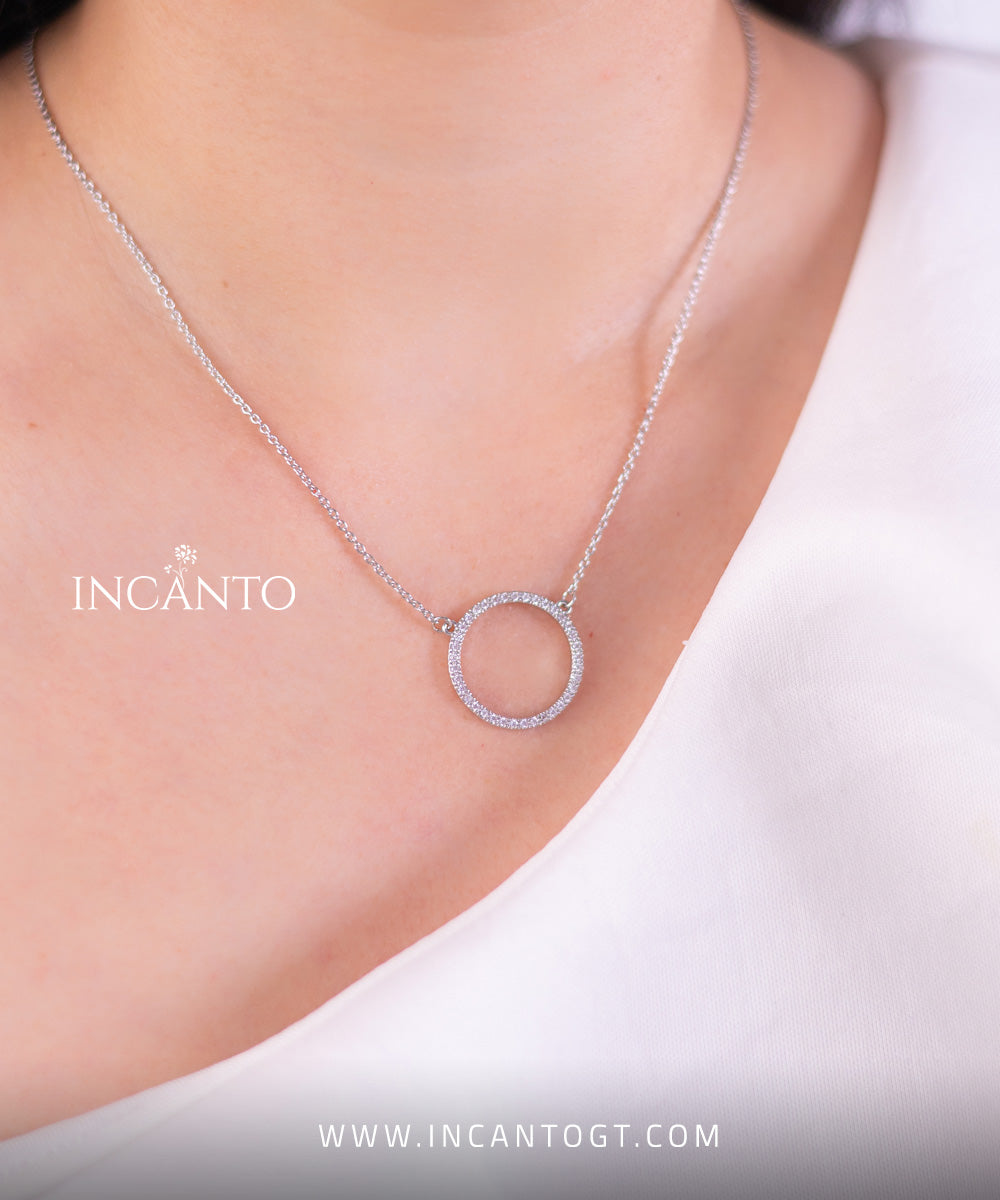 Set Circulos Con Diamantes SILVER