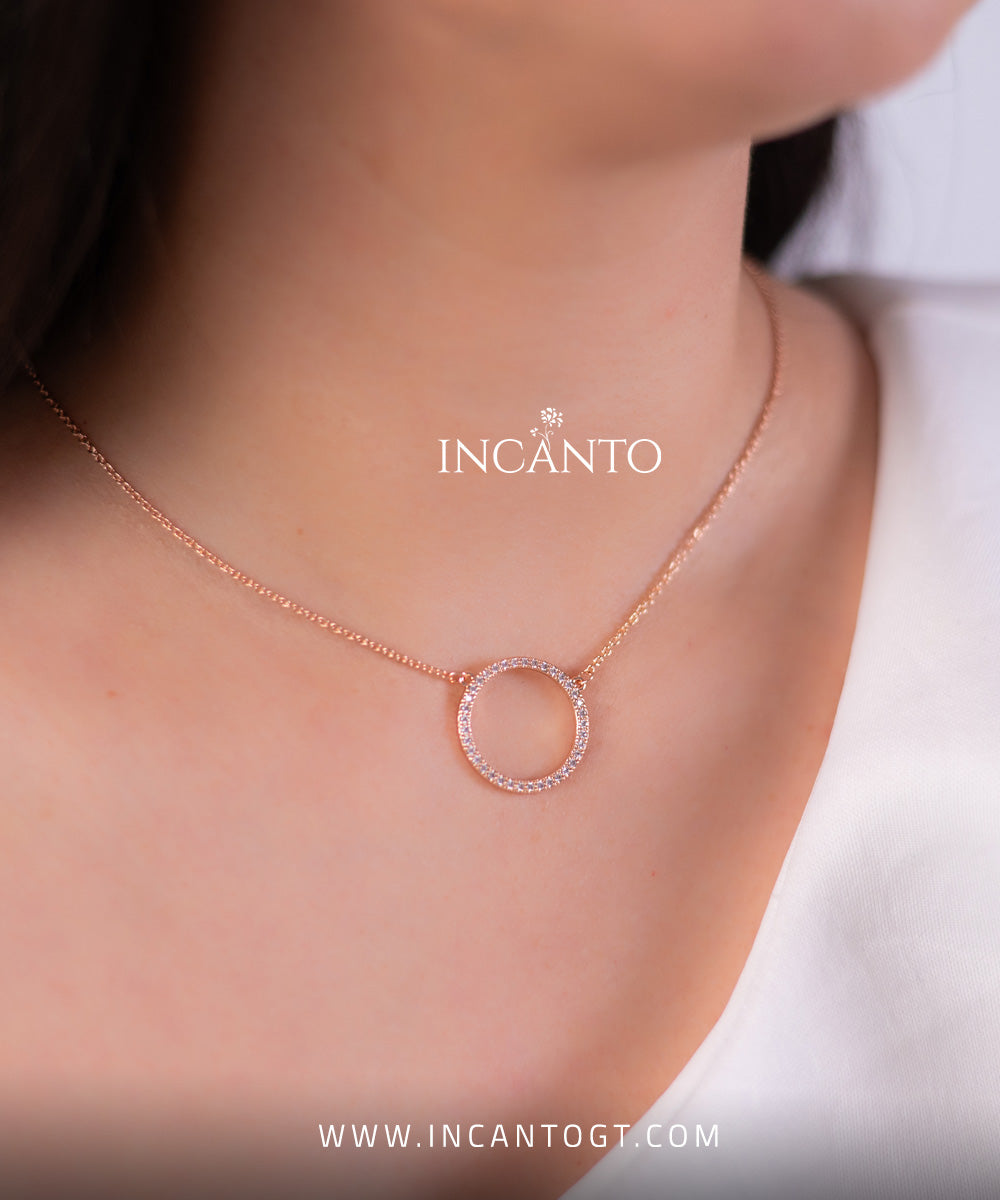 Set Circulos Con Diamantes ROSE GOLD