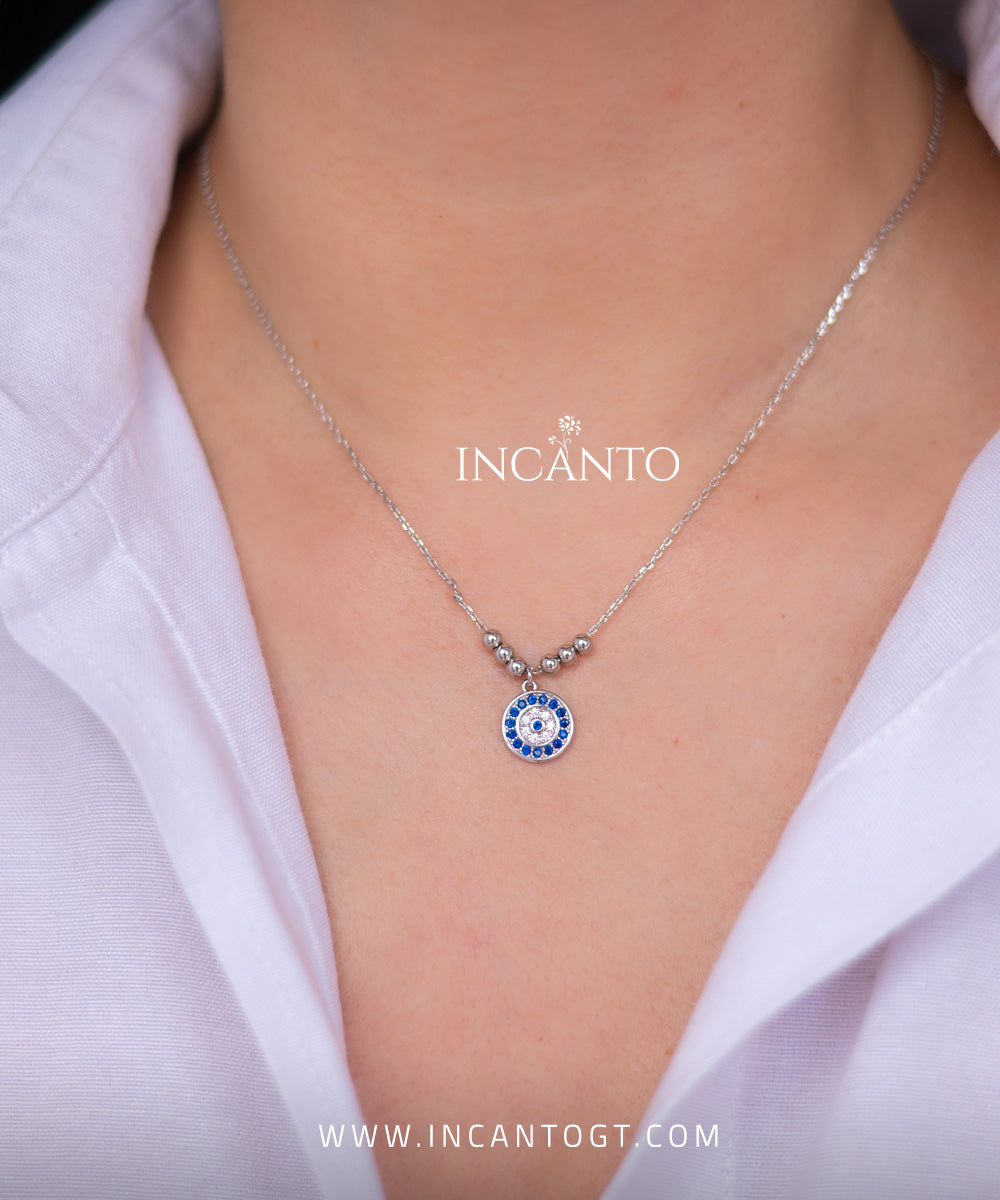 Collar Redondo Ojo Turco Con Bolitas