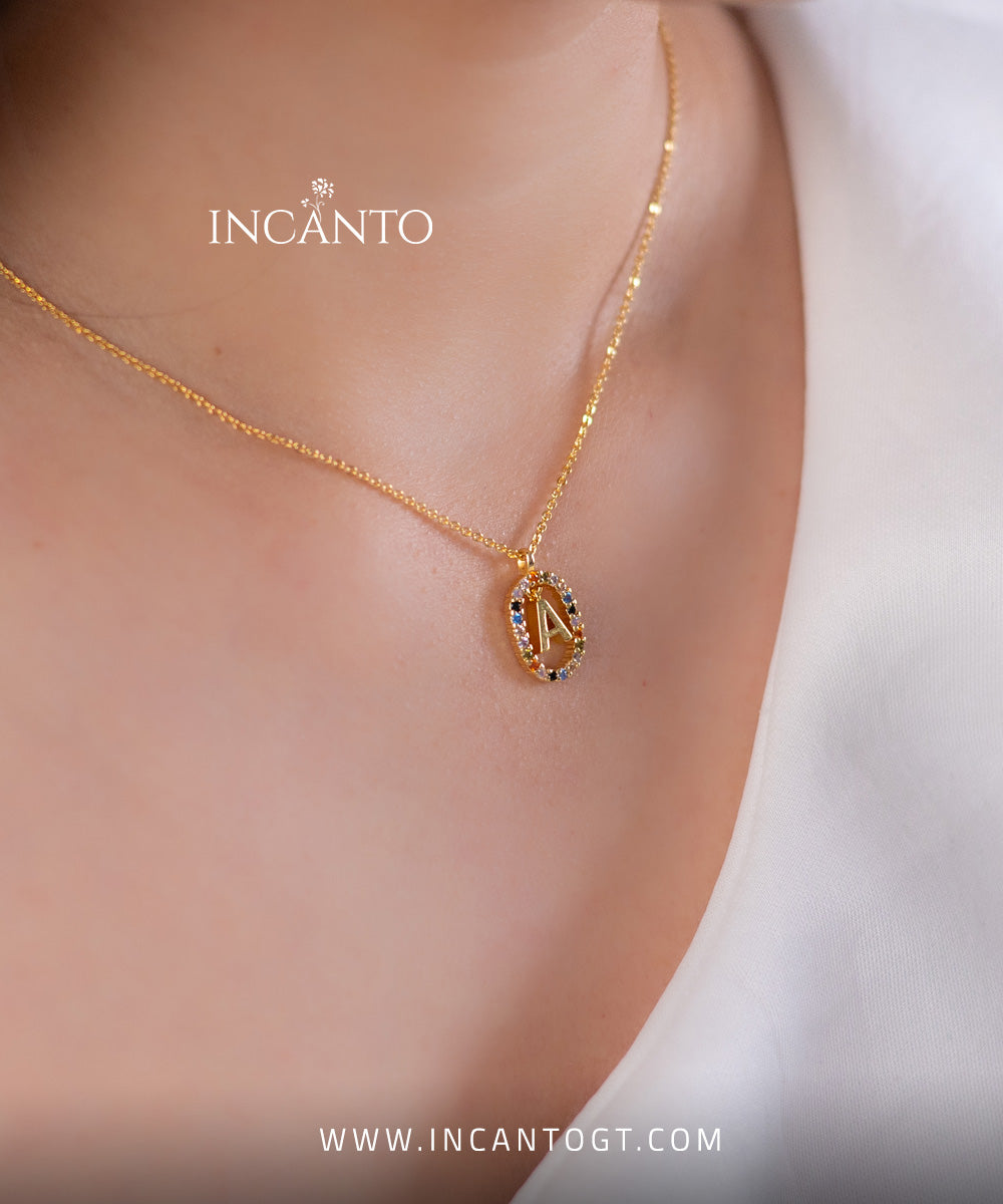 Collar Inicial A Multicolor GOLD