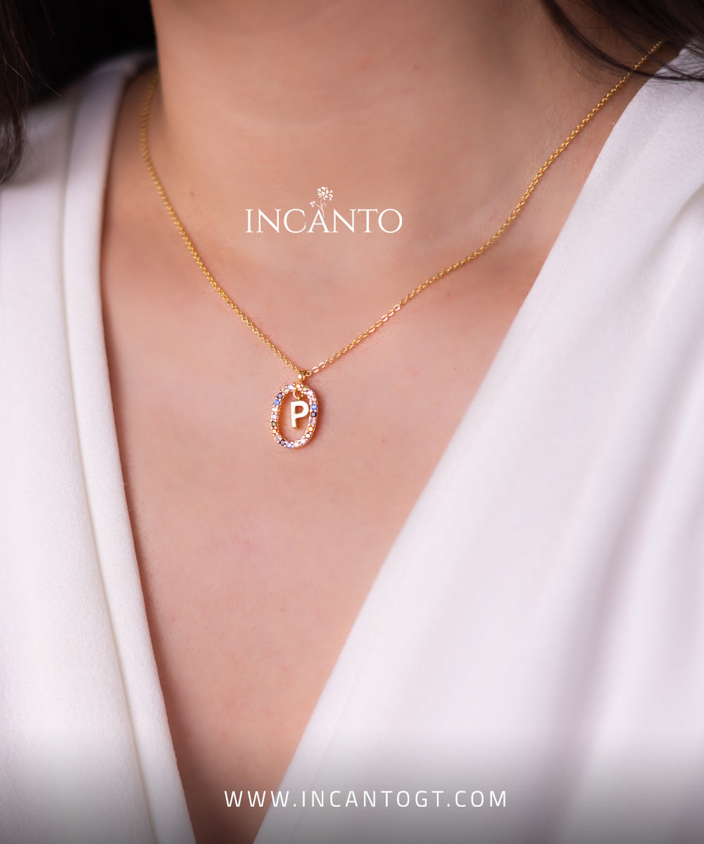 Collar Inicial P Multicolor GOLD