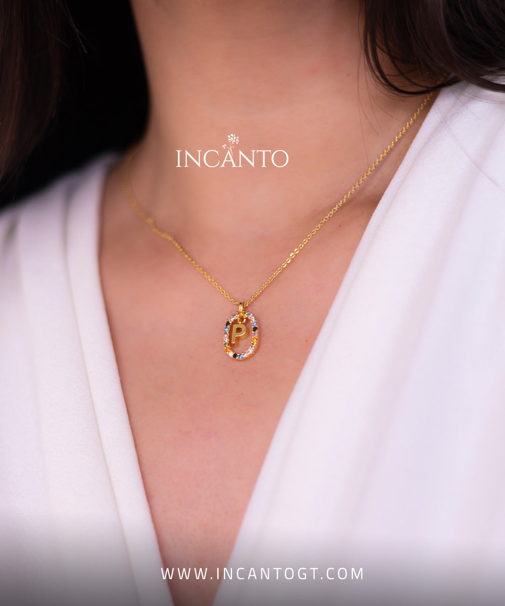 Collar Inicial P Multicolor GOLD