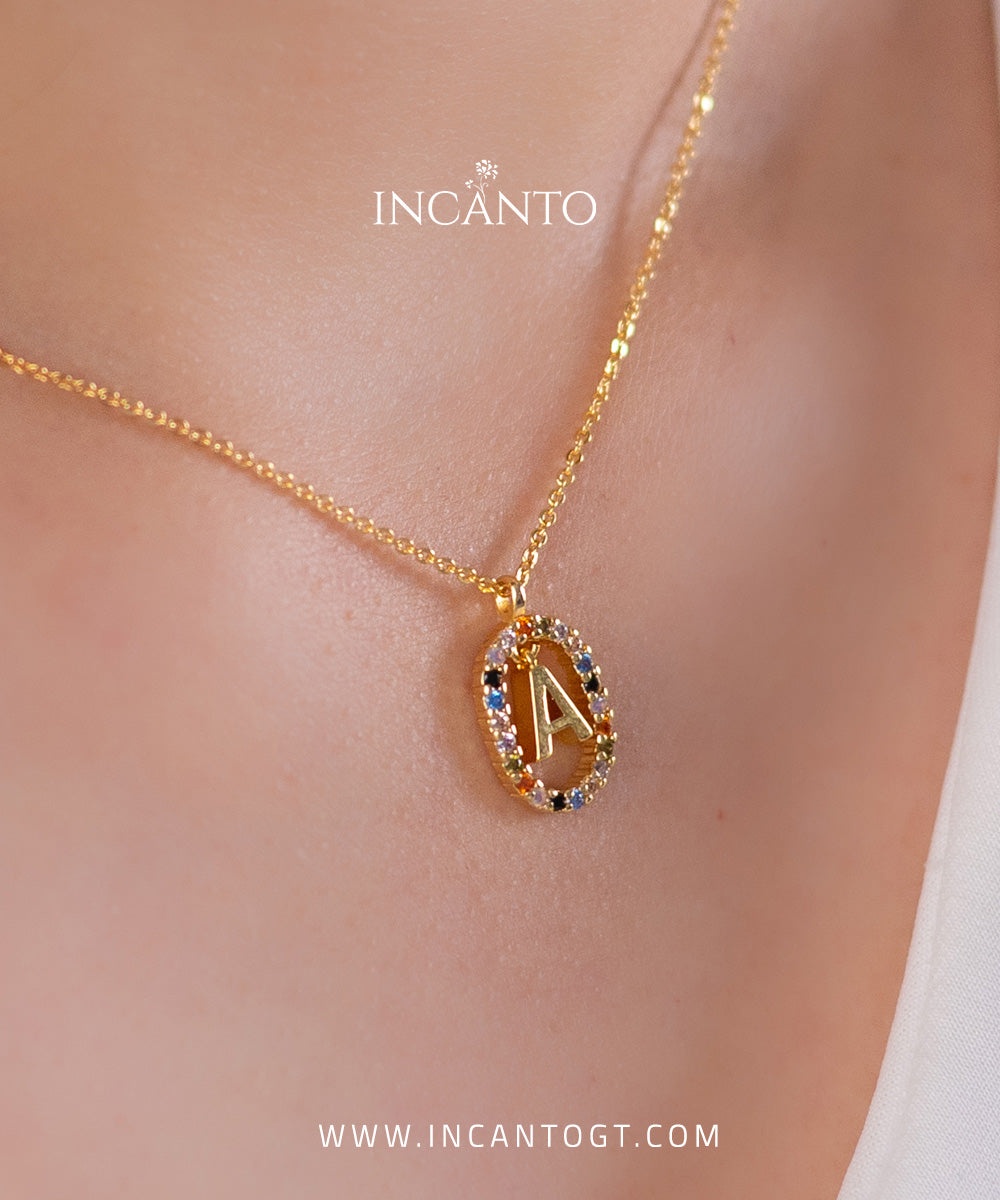 Collar Inicial A Multicolor GOLD