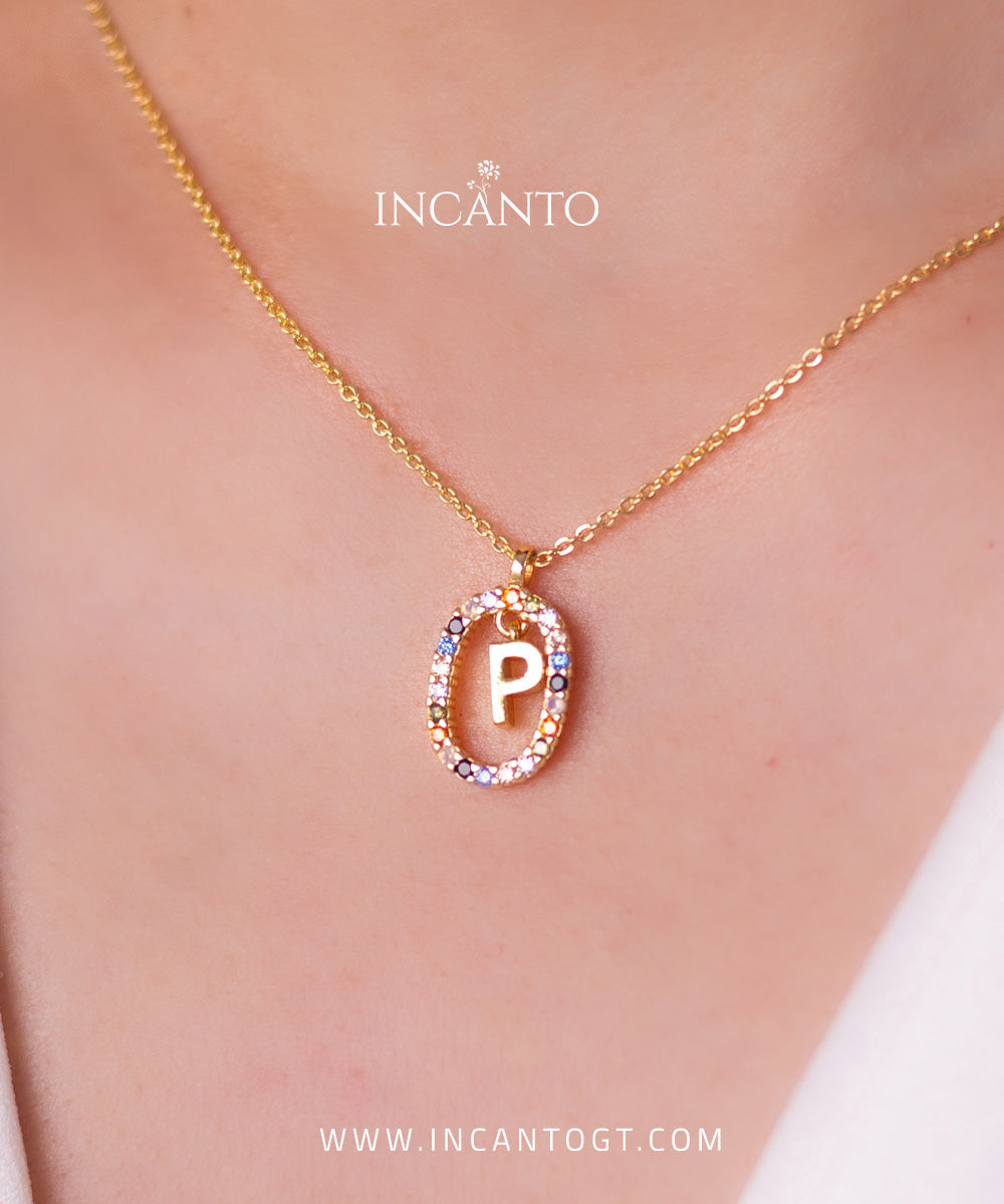 Collar Inicial P Multicolor GOLD