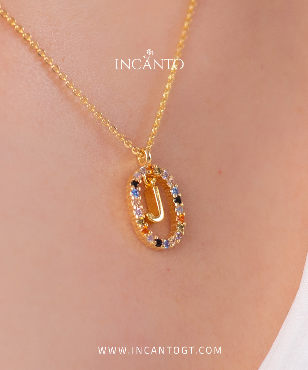 Collar Inicial J Multicolor GOLD