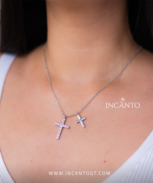 Collar De Cruz Doble SILVER