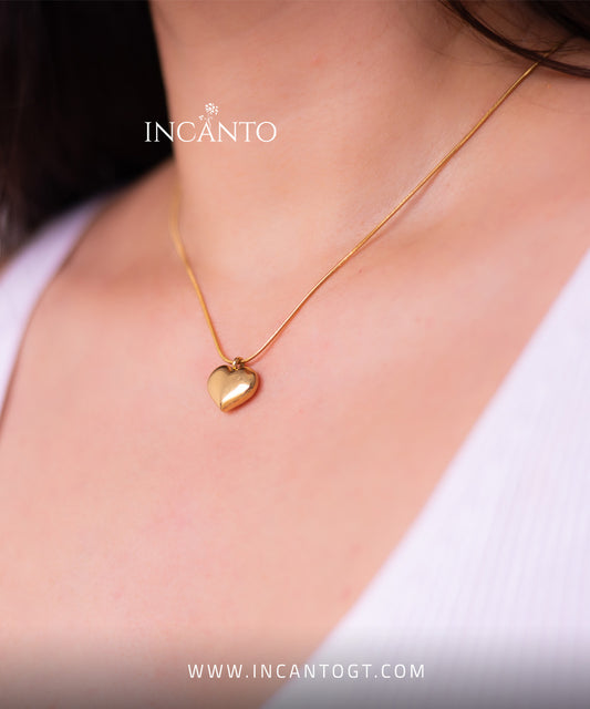 Collar De Corazón Solido GOLD