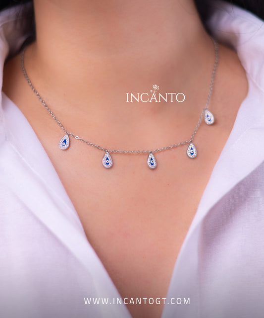 Collar De Ojos Turcos Múltiples SILVER