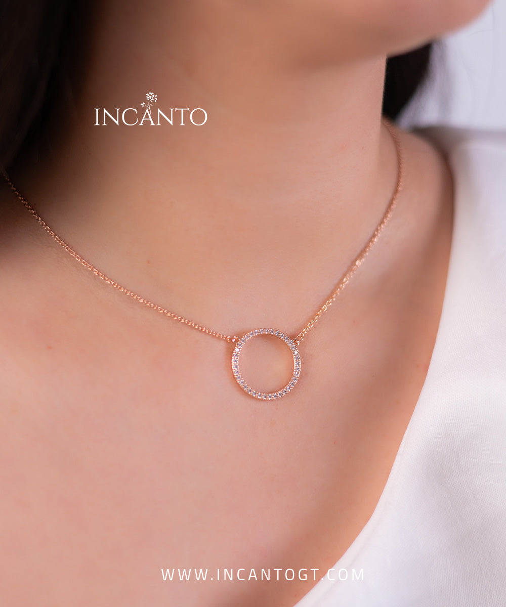 Set Circulos Con Diamantes ROSE GOLD