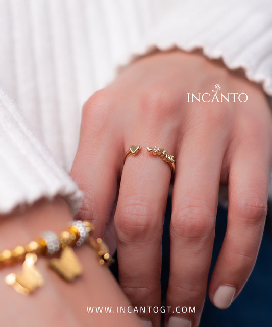 Anillo Corazones y Diamantes Preciosos GOLD