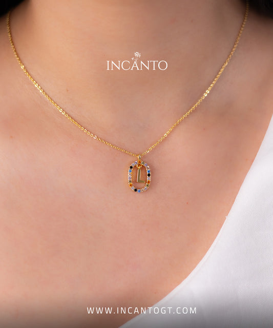 Collar Inicial L Multicolor GOLD