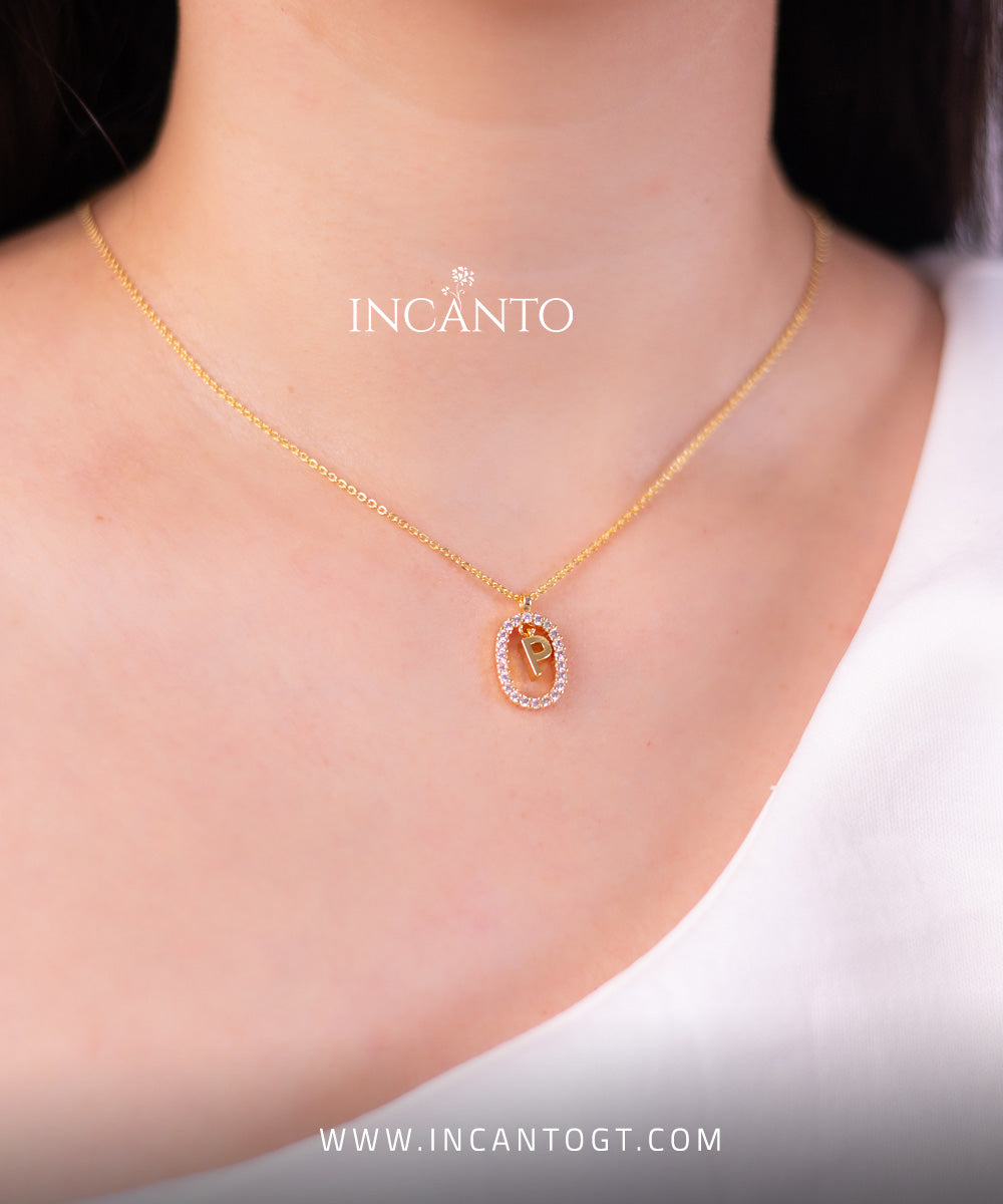 🎁 Collar Inicial P Diamantes Blancos GOLD (100% off)